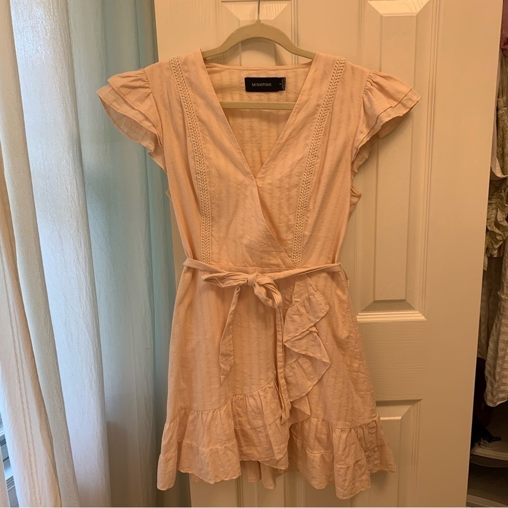 MINKPINK Pink Flutter Sleeve Sundress MINKPINK Kelsey Mini Wrap Dress - Picture 7 of 11